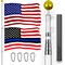 G128 Combo Pack: 25 Ft Telescoping Aluminum Flagpole (Silver) & American and Blue Lives Matter Flags 3x5 Ft, Both ToughWeave Series Embroidered Polyester | Pole with Flags Included